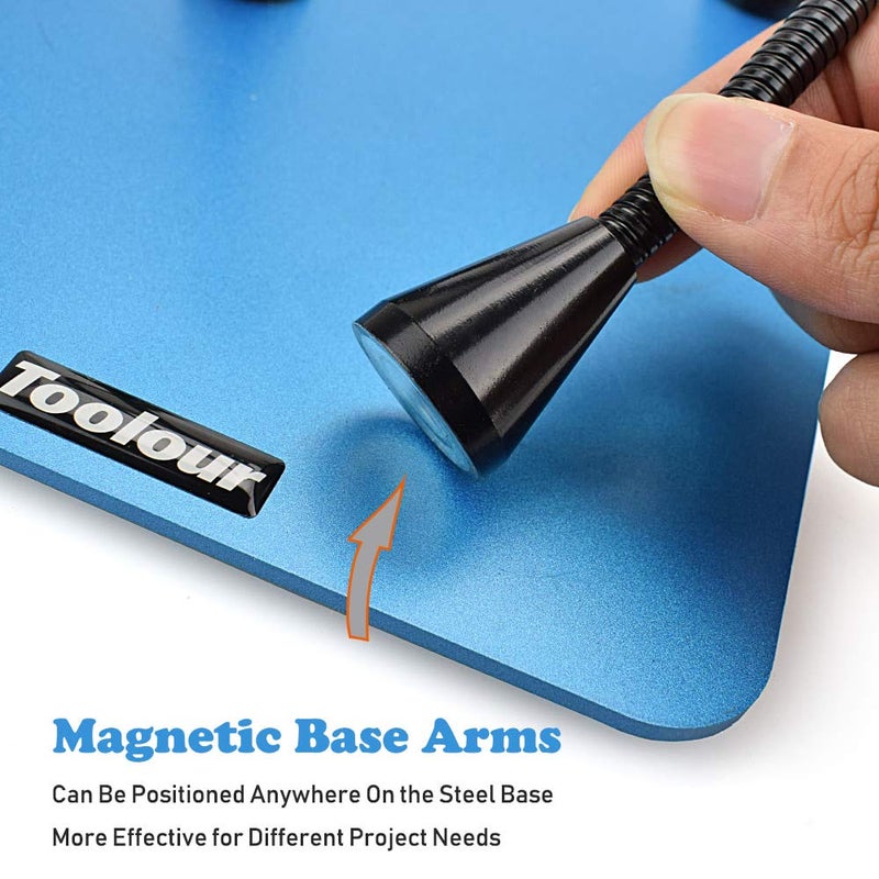 Toolour Magnetic Helping Hands Soldering Third Hand,4 Metal Arms with Adjustable Alligator,Flexible Solder Vise Clamps for Electronics Desoldering Repair Assembly Painting DIY Art Crafts Hobby - Image 3